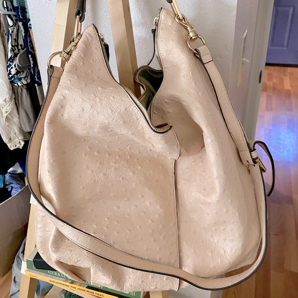 Got it love it genuine leather ostrich satchel crossbody